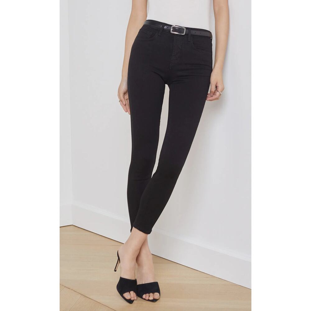 L'AGENCE Women's Margot Crop Skinny Jeans in Noir‎ Black Denim Size 29 High-Rise